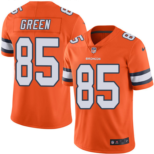 Men's Elite Virgil Green Nike Jersey Orange - #85 Rush NFL Denver Broncos